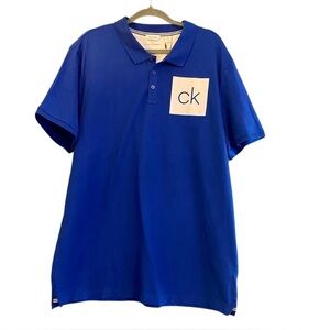 NWT Calvin Klein Chest Large Logo Royal Blue Polo Shirt Blue Size XX-Large